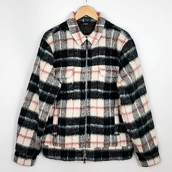 Good Man Brand Men's Wool Blend Green Plaid Zip Up Lined Jacket Size Large - Picture 1 of 16